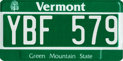 VT license plate YBF579