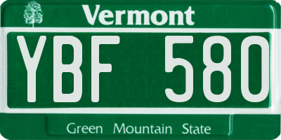VT license plate YBF580