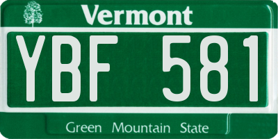 VT license plate YBF581