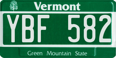 VT license plate YBF582