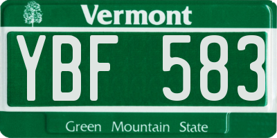VT license plate YBF583