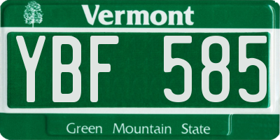 VT license plate YBF585