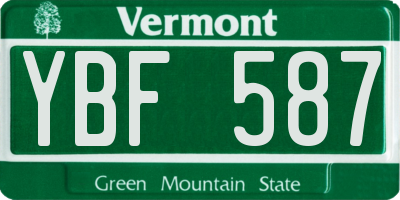 VT license plate YBF587