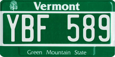 VT license plate YBF589