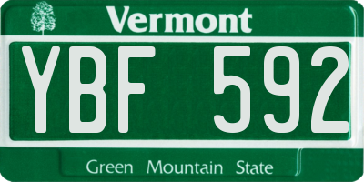 VT license plate YBF592