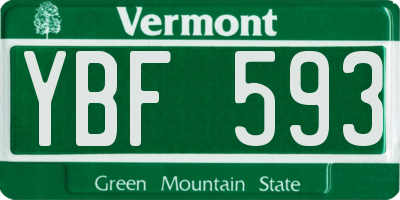 VT license plate YBF593
