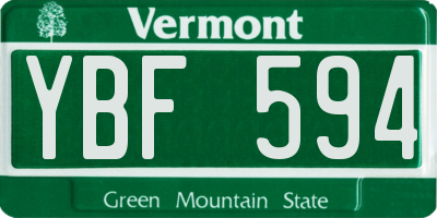VT license plate YBF594