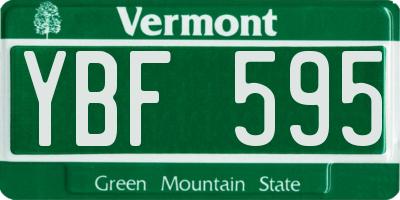 VT license plate YBF595