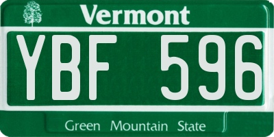 VT license plate YBF596