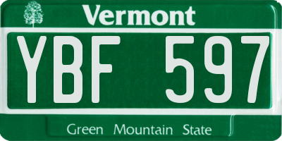 VT license plate YBF597