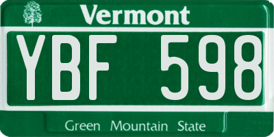 VT license plate YBF598