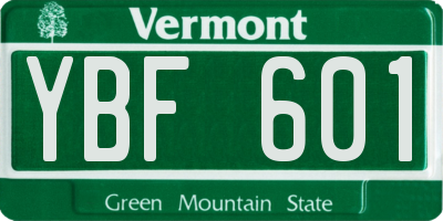 VT license plate YBF601