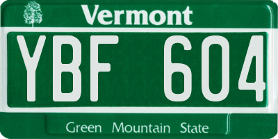 VT license plate YBF604