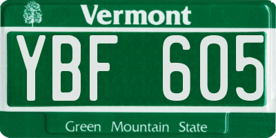 VT license plate YBF605
