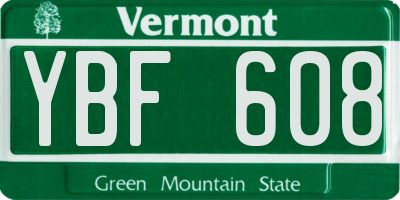 VT license plate YBF608