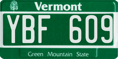 VT license plate YBF609
