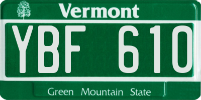 VT license plate YBF610