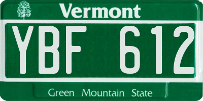 VT license plate YBF612