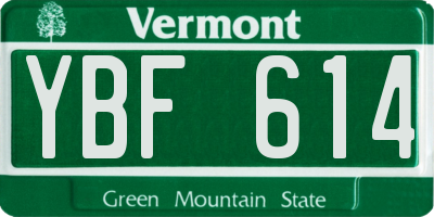 VT license plate YBF614