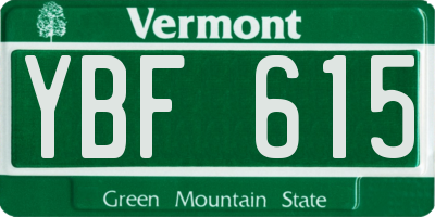 VT license plate YBF615