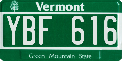 VT license plate YBF616