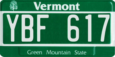 VT license plate YBF617