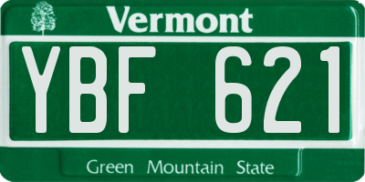 VT license plate YBF621