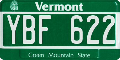 VT license plate YBF622