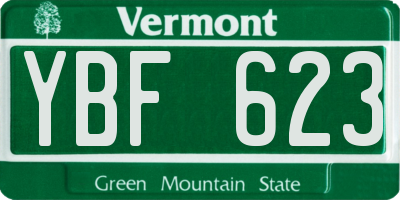 VT license plate YBF623