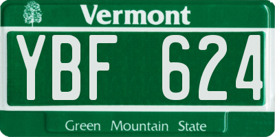 VT license plate YBF624