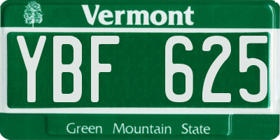 VT license plate YBF625