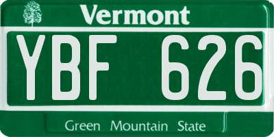 VT license plate YBF626