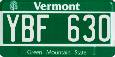 VT license plate YBF630