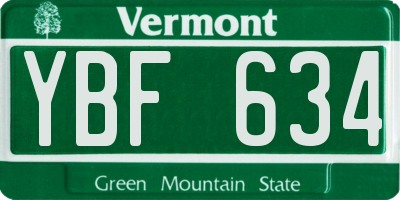 VT license plate YBF634