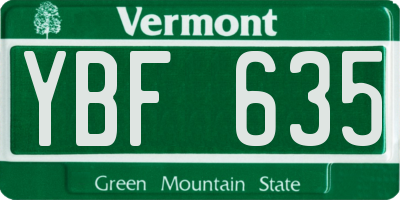 VT license plate YBF635