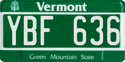 VT license plate YBF636