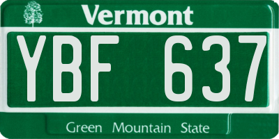 VT license plate YBF637