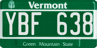 VT license plate YBF638