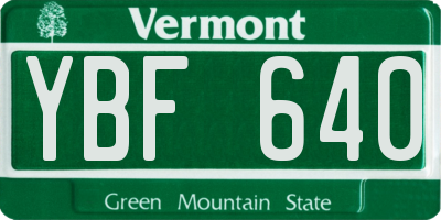 VT license plate YBF640