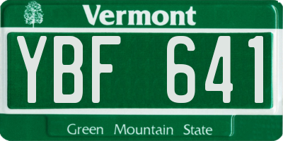 VT license plate YBF641