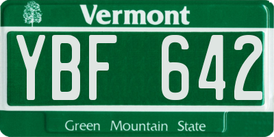 VT license plate YBF642