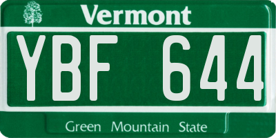 VT license plate YBF644