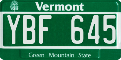 VT license plate YBF645