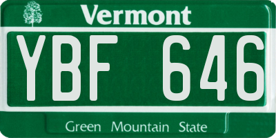 VT license plate YBF646