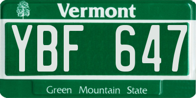 VT license plate YBF647