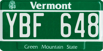VT license plate YBF648