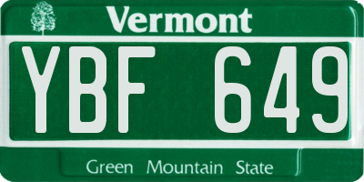 VT license plate YBF649