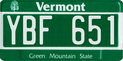 VT license plate YBF651