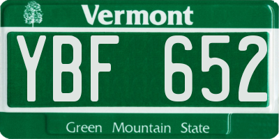 VT license plate YBF652