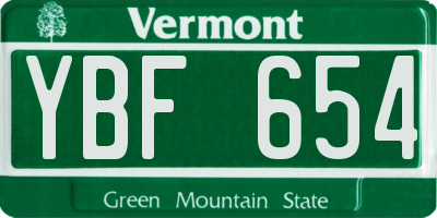 VT license plate YBF654